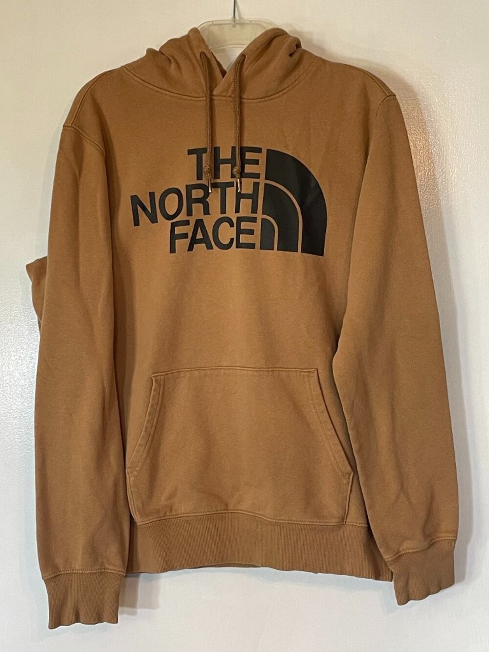 The North Face Men’s Brown Hoodie Size M Front Logo Good Condition Flaw Noted